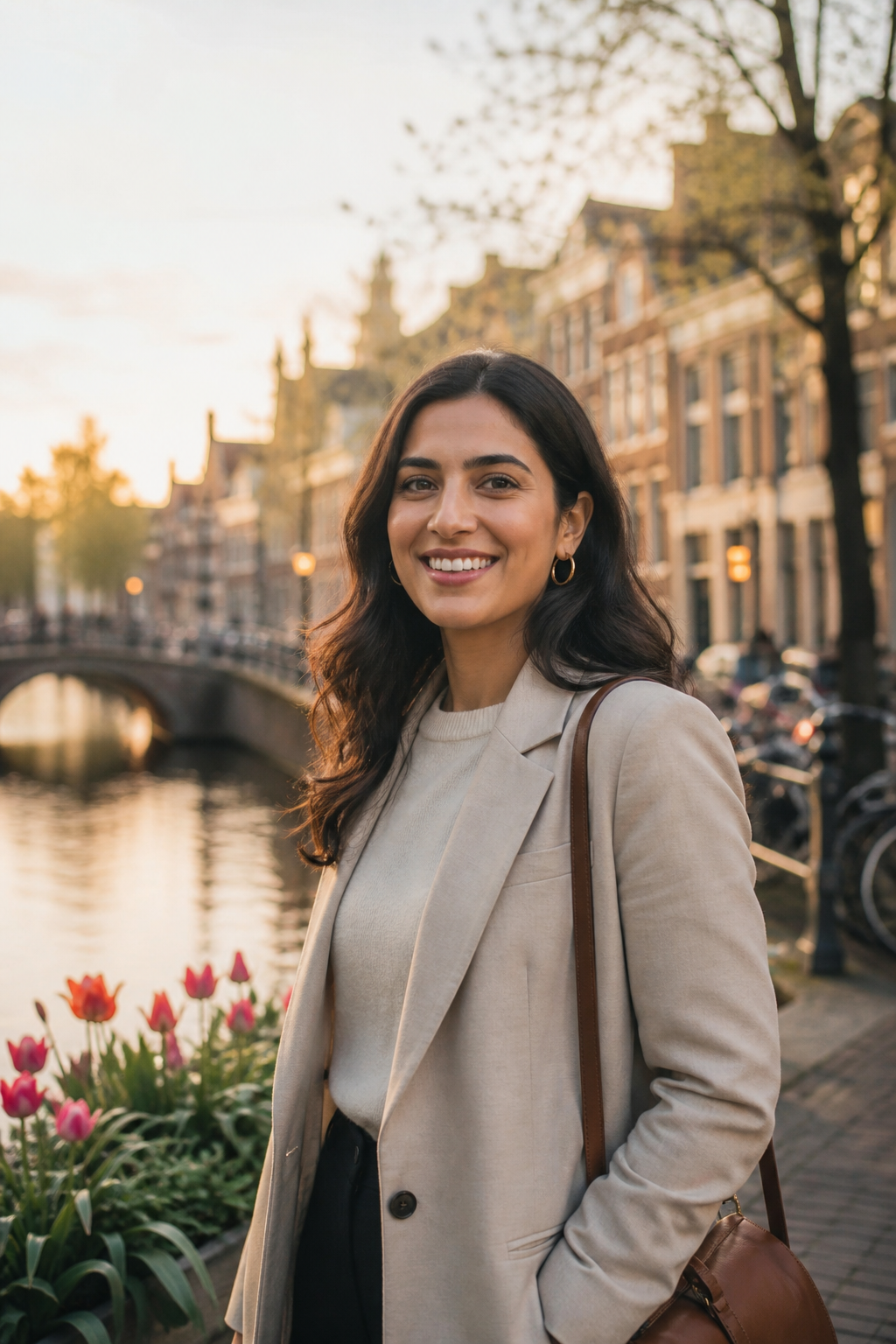 International professional standing by a canal in Brabant